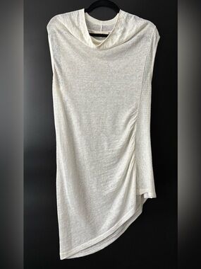 Inhabit 100% Linen Asymmetric Ruched Tunic Top Coastal Sheer Knit Size L